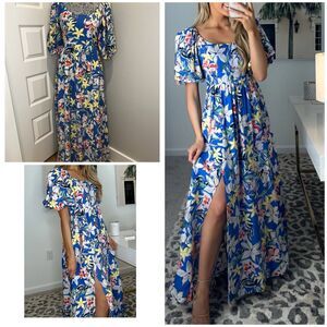 Skies are Blue Meet Me On The Terrace Maxi Dress Floral sz Small